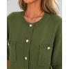 imageBTFBM Women Short Sleeve Cardigan Button Down Shirts Summer 2025 Crew Neck Y2k Sweater Business Casual Work Knit TopsArmy Green