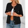 imageBTFBM Women Short Sleeve Cardigan Button Down Shirts Summer 2025 Crew Neck Y2k Sweater Business Casual Work Knit TopsBlack