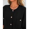 imageBTFBM Women Short Sleeve Cardigan Button Down Shirts Summer 2025 Crew Neck Y2k Sweater Business Casual Work Knit TopsBlack