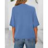 imageBTFBM Women Short Sleeve Cardigan Button Down Shirts Summer 2025 Crew Neck Y2k Sweater Business Casual Work Knit TopsBlue