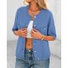 imageBTFBM Women Short Sleeve Cardigan Button Down Shirts Summer 2025 Crew Neck Y2k Sweater Business Casual Work Knit TopsBlue