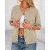 imageBTFBM Women Short Sleeve Cardigan Button Down Shirts Summer 2025 Crew Neck Y2k Sweater Business Casual Work Knit TopsLight Khaki