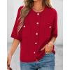 imageBTFBM Women Short Sleeve Cardigan Button Down Shirts Summer 2025 Crew Neck Y2k Sweater Business Casual Work Knit TopsRed