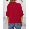 imageBTFBM Women Short Sleeve Cardigan Button Down Shirts Summer 2025 Crew Neck Y2k Sweater Business Casual Work Knit TopsRed
