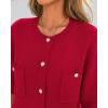 imageBTFBM Women Short Sleeve Cardigan Button Down Shirts Summer 2025 Crew Neck Y2k Sweater Business Casual Work Knit TopsRed