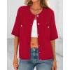 imageBTFBM Women Short Sleeve Cardigan Button Down Shirts Summer 2025 Crew Neck Y2k Sweater Business Casual Work Knit TopsRed