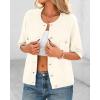 imageBTFBM Women Short Sleeve Cardigan Button Down Shirts Summer 2025 Crew Neck Y2k Sweater Business Casual Work Knit TopsWhite