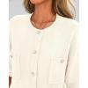 imageBTFBM Women Short Sleeve Cardigan Button Down Shirts Summer 2025 Crew Neck Y2k Sweater Business Casual Work Knit TopsWhite