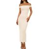 imageBTFBM Womens Summer Formal Maxi Dresses 2025 One Shoulder Knit Bodycon Back Slit Elegant Cocktail Wedding Guest DressApricot