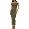 imageBTFBM Womens Summer Formal Maxi Dresses 2025 One Shoulder Knit Bodycon Back Slit Elegant Cocktail Wedding Guest DressArmy Green