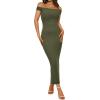 imageBTFBM Womens Summer Formal Maxi Dresses 2025 One Shoulder Knit Bodycon Back Slit Elegant Cocktail Wedding Guest DressArmy Green