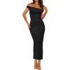 imageBTFBM Womens Summer Formal Maxi Dresses 2025 One Shoulder Knit Bodycon Back Slit Elegant Cocktail Wedding Guest DressBlack