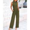 imageBTFBM One Piece Jumpsuits For Women Dressy Casual Spring Summer Outfits 2025 Sleeveless Mock Neck Wide Leg Pants RompersSolid Army Green