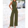 imageBTFBM One Piece Jumpsuits For Women Dressy Casual Spring Summer Outfits 2025 Sleeveless Mock Neck Wide Leg Pants RompersSolid Army Green
