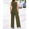 imageBTFBM One Piece Jumpsuits For Women Dressy Casual Spring Summer Outfits 2025 Sleeveless Mock Neck Wide Leg Pants RompersSolid Army Green