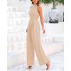 imageBTFBM One Piece Jumpsuits For Women Dressy Casual Spring Summer Outfits 2025 Sleeveless Mock Neck Wide Leg Pants RompersSolid Beige