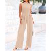 imageBTFBM One Piece Jumpsuits For Women Dressy Casual Spring Summer Outfits 2025 Sleeveless Mock Neck Wide Leg Pants RompersSolid Beige