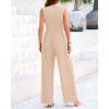 imageBTFBM One Piece Jumpsuits For Women Dressy Casual Spring Summer Outfits 2025 Sleeveless Mock Neck Wide Leg Pants RompersSolid Beige