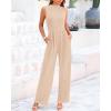 imageBTFBM One Piece Jumpsuits For Women Dressy Casual Spring Summer Outfits 2025 Sleeveless Mock Neck Wide Leg Pants RompersSolid Beige