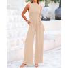 imageBTFBM One Piece Jumpsuits For Women Dressy Casual Spring Summer Outfits 2025 Sleeveless Mock Neck Wide Leg Pants RompersSolid Beige