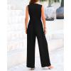 imageBTFBM One Piece Jumpsuits For Women Dressy Casual Spring Summer Outfits 2025 Sleeveless Mock Neck Wide Leg Pants RompersSolid Black