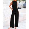 imageBTFBM One Piece Jumpsuits For Women Dressy Casual Spring Summer Outfits 2025 Sleeveless Mock Neck Wide Leg Pants RompersSolid Black