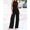 imageBTFBM One Piece Jumpsuits For Women Dressy Casual Spring Summer Outfits 2025 Sleeveless Mock Neck Wide Leg Pants RompersSolid Black