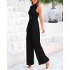imageBTFBM One Piece Jumpsuits For Women Dressy Casual Spring Summer Outfits 2025 Sleeveless Mock Neck Wide Leg Pants RompersSolid Black