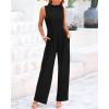 imageBTFBM One Piece Jumpsuits For Women Dressy Casual Spring Summer Outfits 2025 Sleeveless Mock Neck Wide Leg Pants RompersSolid Black