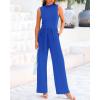 imageBTFBM One Piece Jumpsuits For Women Dressy Casual Spring Summer Outfits 2025 Sleeveless Mock Neck Wide Leg Pants RompersSolid Blue