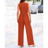 imageBTFBM One Piece Jumpsuits For Women Dressy Casual Spring Summer Outfits 2025 Sleeveless Mock Neck Wide Leg Pants RompersSolid Brick Red