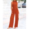 imageBTFBM One Piece Jumpsuits For Women Dressy Casual Spring Summer Outfits 2025 Sleeveless Mock Neck Wide Leg Pants RompersSolid Brick Red