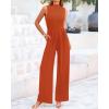imageBTFBM One Piece Jumpsuits For Women Dressy Casual Spring Summer Outfits 2025 Sleeveless Mock Neck Wide Leg Pants RompersSolid Brick Red
