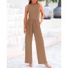 imageBTFBM One Piece Jumpsuits For Women Dressy Casual Spring Summer Outfits 2025 Sleeveless Mock Neck Wide Leg Pants RompersSolid Camel