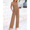 imageBTFBM One Piece Jumpsuits For Women Dressy Casual Spring Summer Outfits 2025 Sleeveless Mock Neck Wide Leg Pants RompersSolid Camel