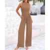 imageBTFBM One Piece Jumpsuits For Women Dressy Casual Spring Summer Outfits 2025 Sleeveless Mock Neck Wide Leg Pants RompersSolid Camel