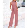 imageBTFBM One Piece Jumpsuits For Women Dressy Casual Spring Summer Outfits 2025 Sleeveless Mock Neck Wide Leg Pants RompersSolid Dusty Pink