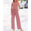 imageBTFBM One Piece Jumpsuits For Women Dressy Casual Spring Summer Outfits 2025 Sleeveless Mock Neck Wide Leg Pants RompersSolid Dusty Pink