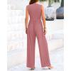 imageBTFBM One Piece Jumpsuits For Women Dressy Casual Spring Summer Outfits 2025 Sleeveless Mock Neck Wide Leg Pants RompersSolid Dusty Pink