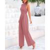 imageBTFBM One Piece Jumpsuits For Women Dressy Casual Spring Summer Outfits 2025 Sleeveless Mock Neck Wide Leg Pants RompersSolid Dusty Pink