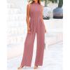 imageBTFBM One Piece Jumpsuits For Women Dressy Casual Spring Summer Outfits 2025 Sleeveless Mock Neck Wide Leg Pants RompersSolid Dusty Pink