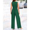 imageBTFBM One Piece Jumpsuits For Women Dressy Casual Spring Summer Outfits 2025 Sleeveless Mock Neck Wide Leg Pants RompersSolid Green