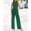 imageBTFBM One Piece Jumpsuits For Women Dressy Casual Spring Summer Outfits 2025 Sleeveless Mock Neck Wide Leg Pants RompersSolid Green
