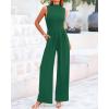 imageBTFBM One Piece Jumpsuits For Women Dressy Casual Spring Summer Outfits 2025 Sleeveless Mock Neck Wide Leg Pants RompersSolid Green