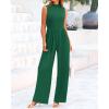 imageBTFBM One Piece Jumpsuits For Women Dressy Casual Spring Summer Outfits 2025 Sleeveless Mock Neck Wide Leg Pants RompersSolid Green