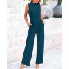 imageBTFBM One Piece Jumpsuits For Women Dressy Casual Spring Summer Outfits 2025 Sleeveless Mock Neck Wide Leg Pants RompersSolid Lake Blue