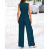 imageBTFBM One Piece Jumpsuits For Women Dressy Casual Spring Summer Outfits 2025 Sleeveless Mock Neck Wide Leg Pants RompersSolid Lake Blue