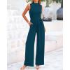 imageBTFBM One Piece Jumpsuits For Women Dressy Casual Spring Summer Outfits 2025 Sleeveless Mock Neck Wide Leg Pants RompersSolid Lake Blue