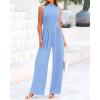 imageBTFBM One Piece Jumpsuits For Women Dressy Casual Spring Summer Outfits 2025 Sleeveless Mock Neck Wide Leg Pants RompersSolid Light Blue