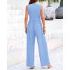 imageBTFBM One Piece Jumpsuits For Women Dressy Casual Spring Summer Outfits 2025 Sleeveless Mock Neck Wide Leg Pants RompersSolid Light Blue